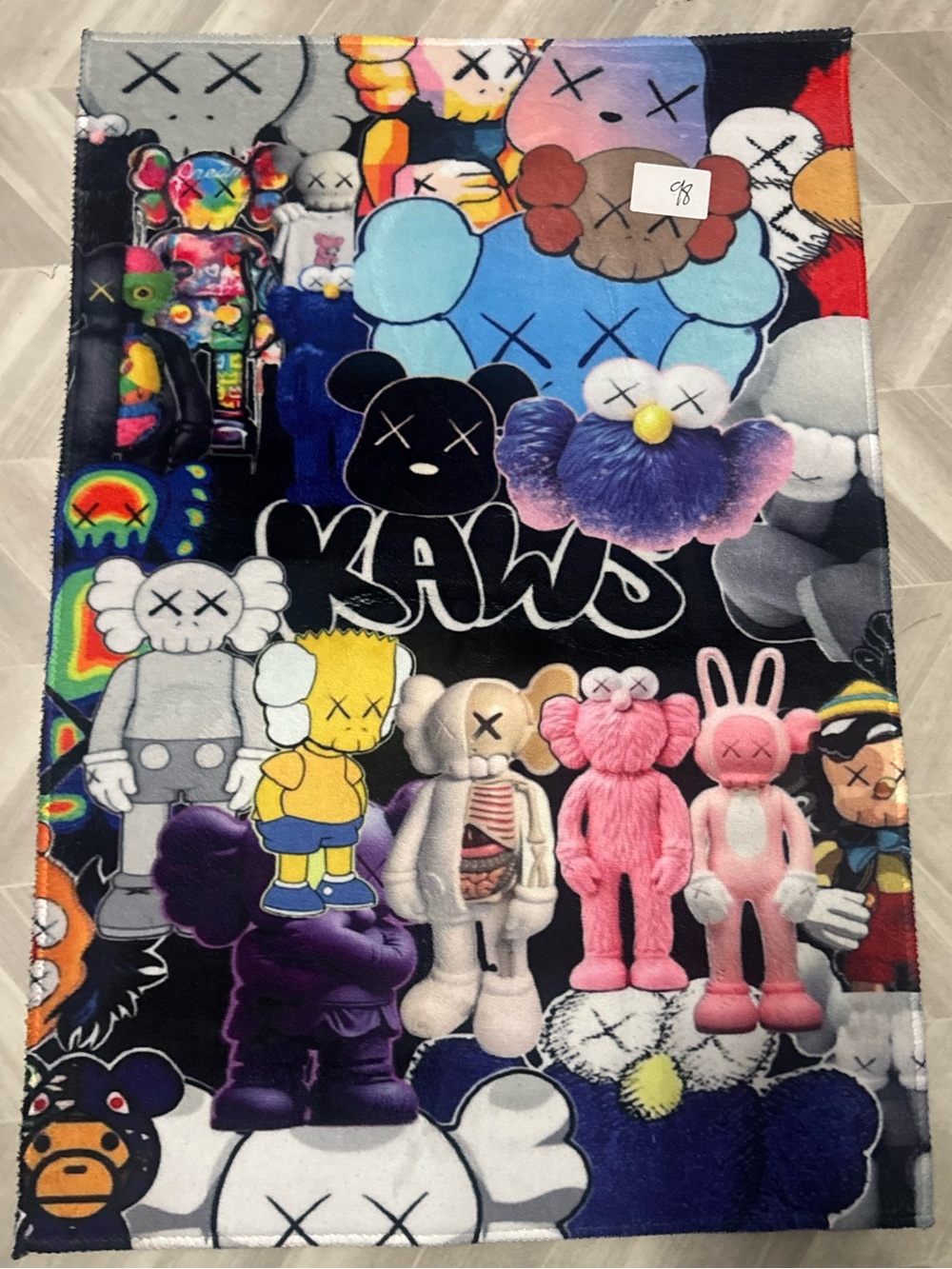 KAWS Collage Plush Character Rug/Wall Decor - Blue Pink Black Multicolor